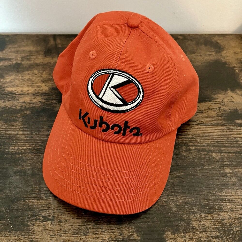K Products Kubota Tractors Machinery Construction Strapback Hat Orange